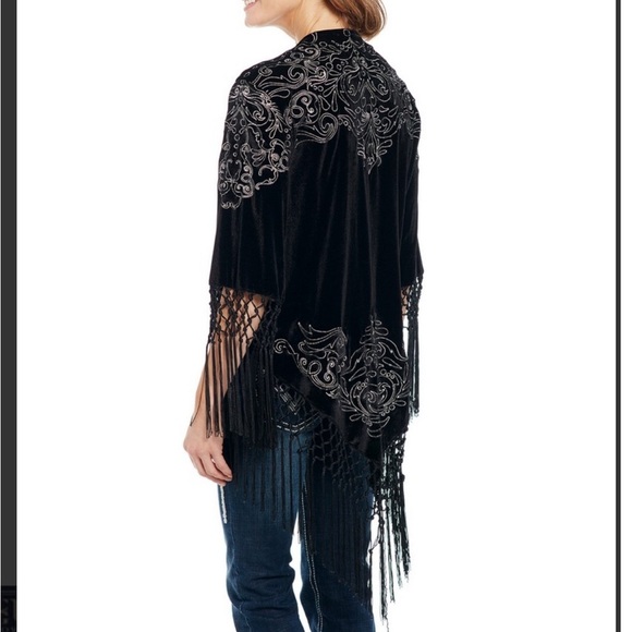 NWT Ranch & Home COWGIRL UP WOMEN'S FRINGE BLACK CARDIGAN SWEATER XL - Picture 2 of 5